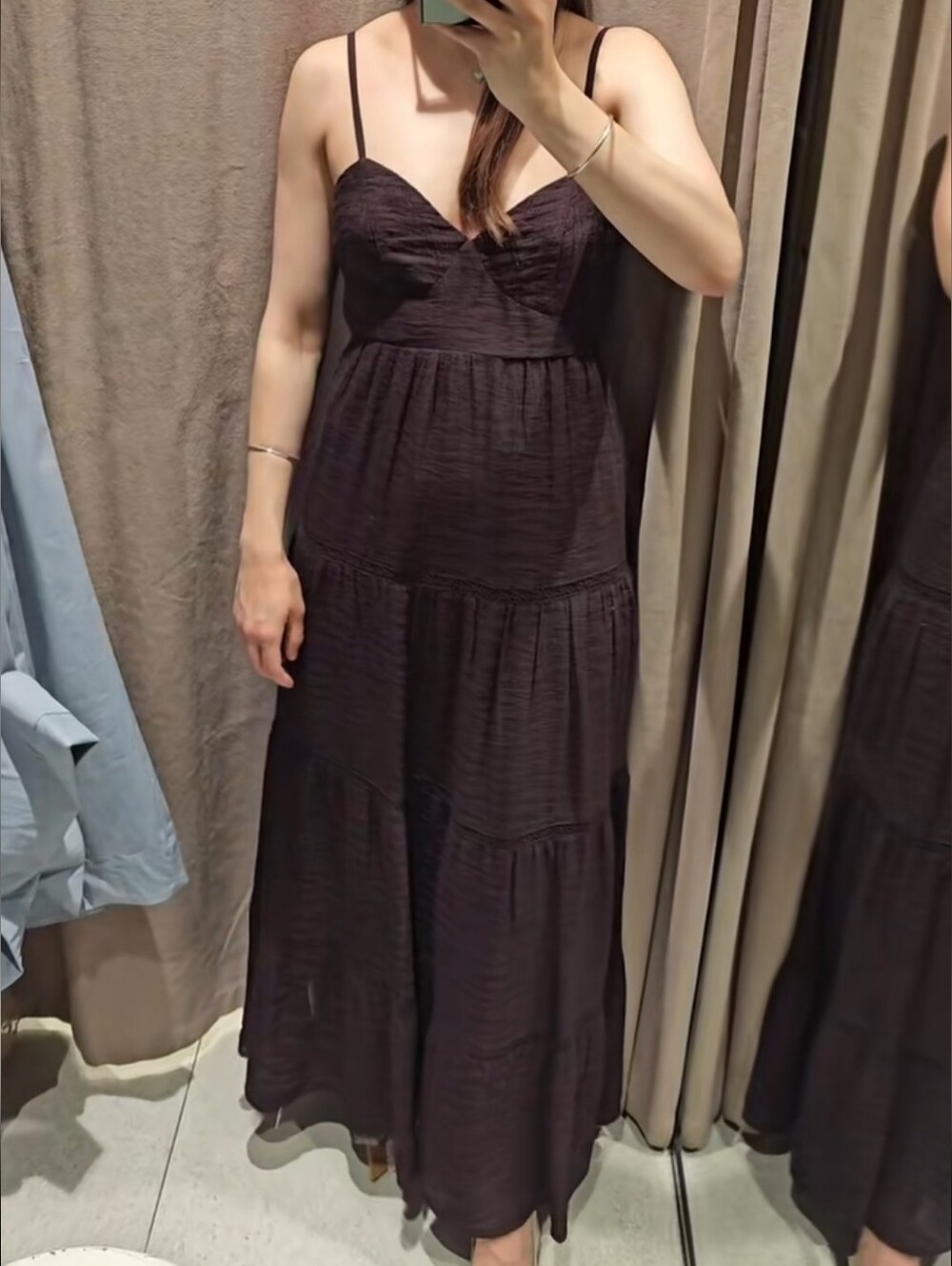 Zara Brown Spaghetti-Strap Maxi Dress